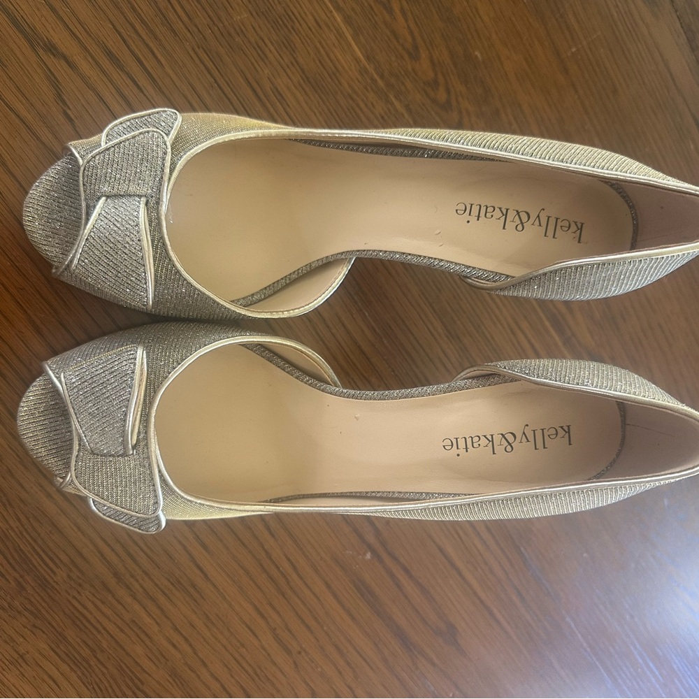 Kelly & Katie Metallic Peep Toe Heels